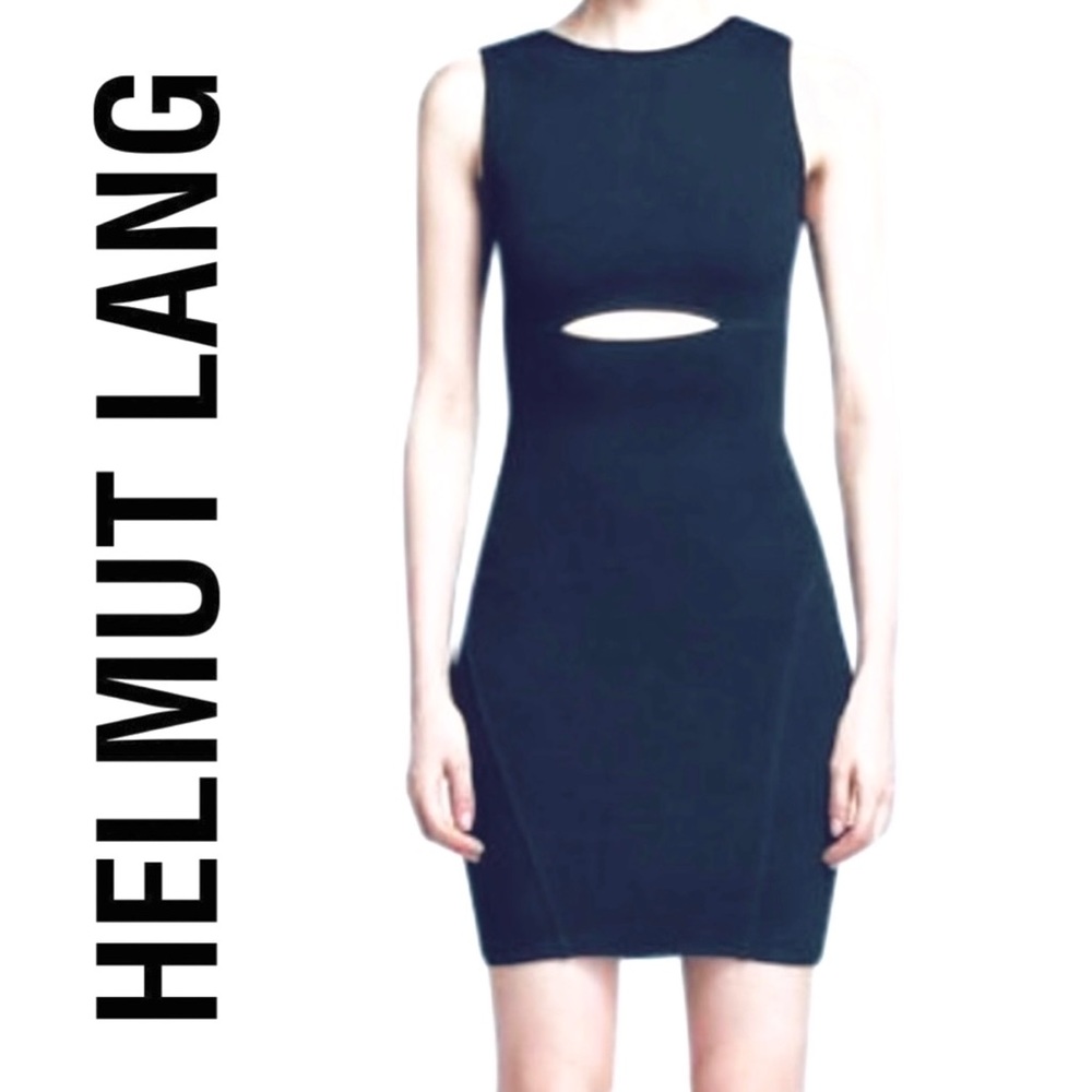 HELMUT LANG Dark Gray Gala Knit Cutout Dress